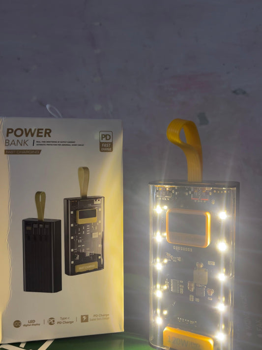 30000 MAH 120W FAST CHARGING TRANSPARENT POWER BANK