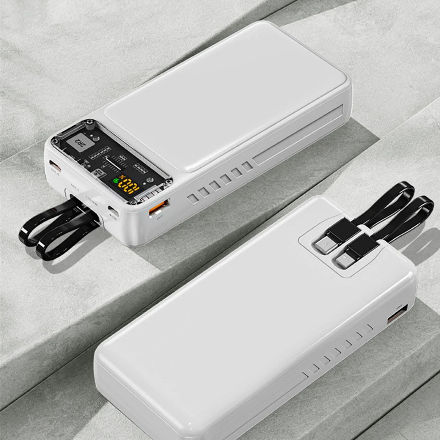20000 MAH 66W Fast Charging Power Bank with Built-in Cables & Display