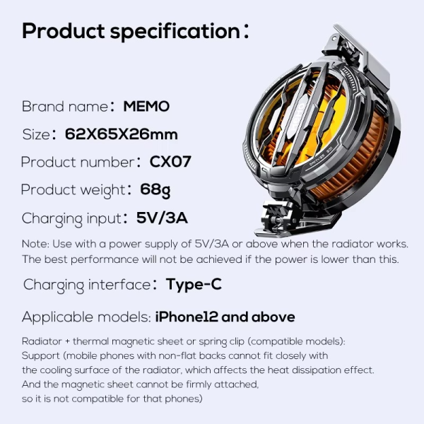 Memo CX07 Mobile Phone ICE Cooler