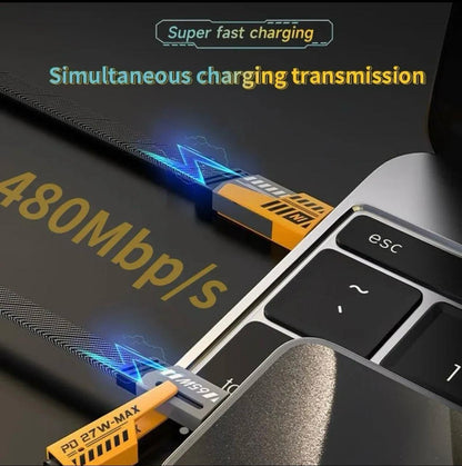 4 In 1 USB C Charging Cable 1m Type-C Connector Nylon Braided PD 65W 27W Fast Charging