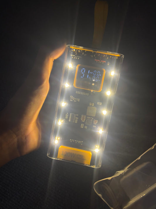 30000 MAH 120W FAST CHARGING TRANSPARENT POWER BANK