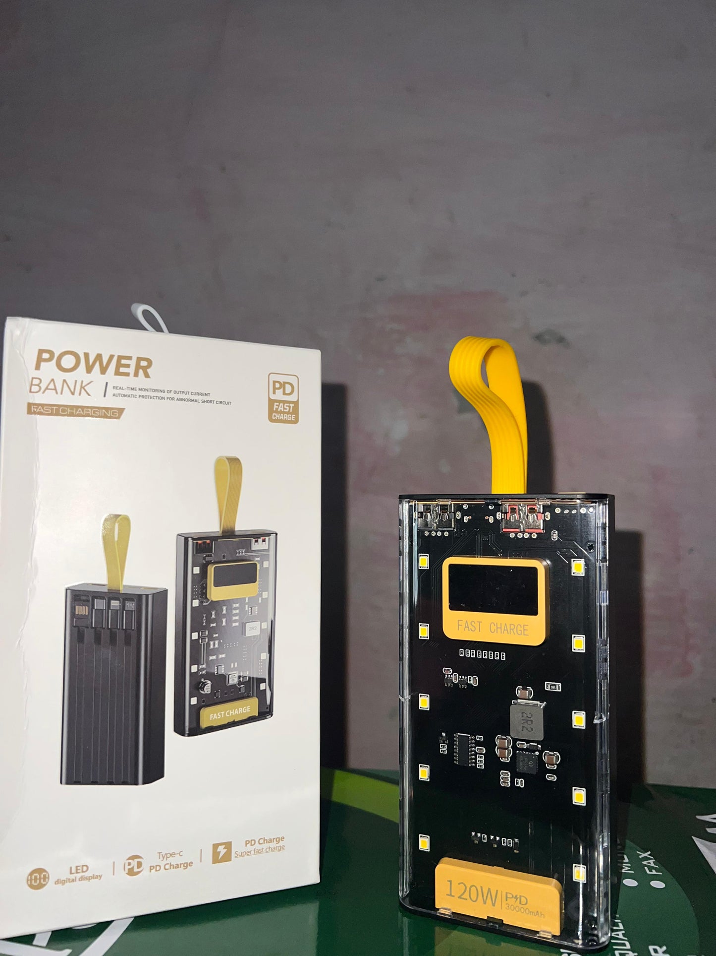 30000 MAH 120W FAST CHARGING TRANSPARENT POWER BANK