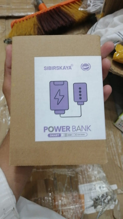 SIBIRSKAYA 20 000 mAh (MINI) Power Bank – 22.5 W PD Fast‑Charge, Built‑In USB‑C & Lightning Cables
