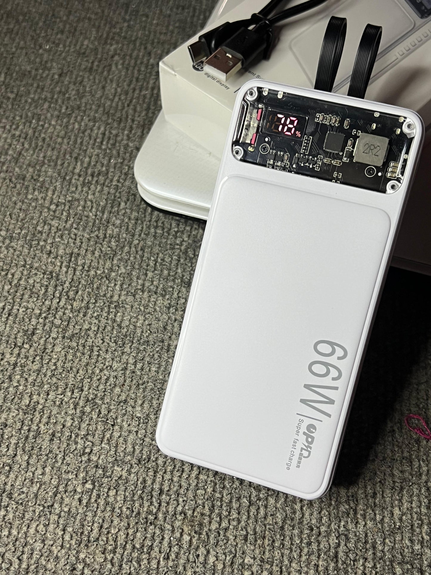 20000 MAH 66W Fast Charging Power Bank with Built-in Cables & Display