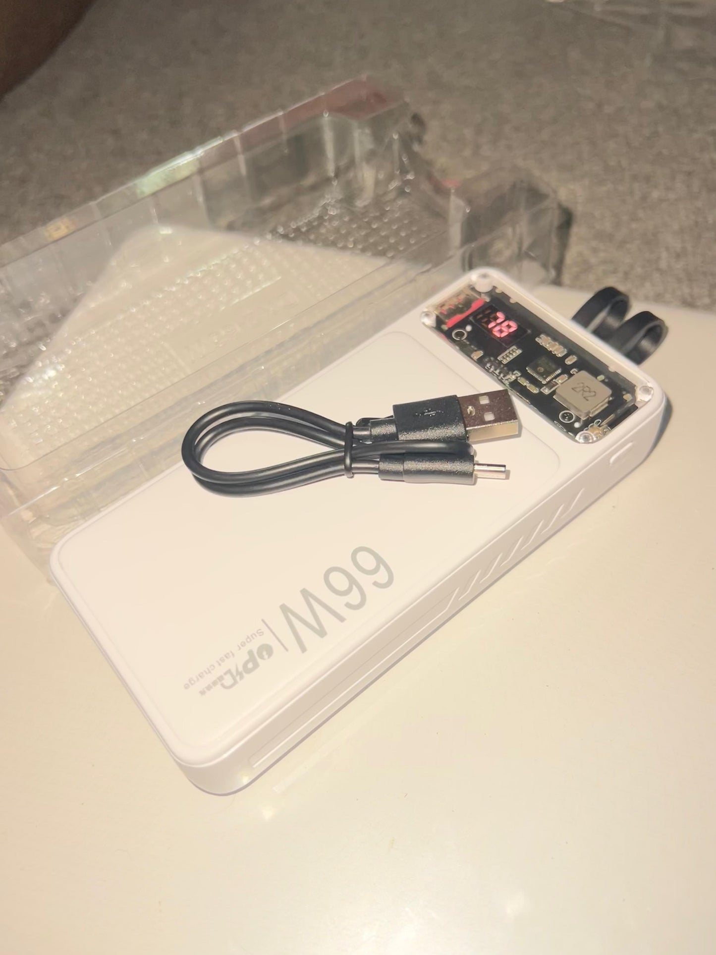 20000 MAH 66W Fast Charging Power Bank with Built-in Cables & Display